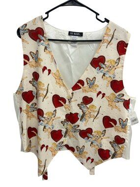 Vintage 111 Main 1X Henry Cupid Arrow Valentines V-Neck Vest Kitschy Novelty NWT